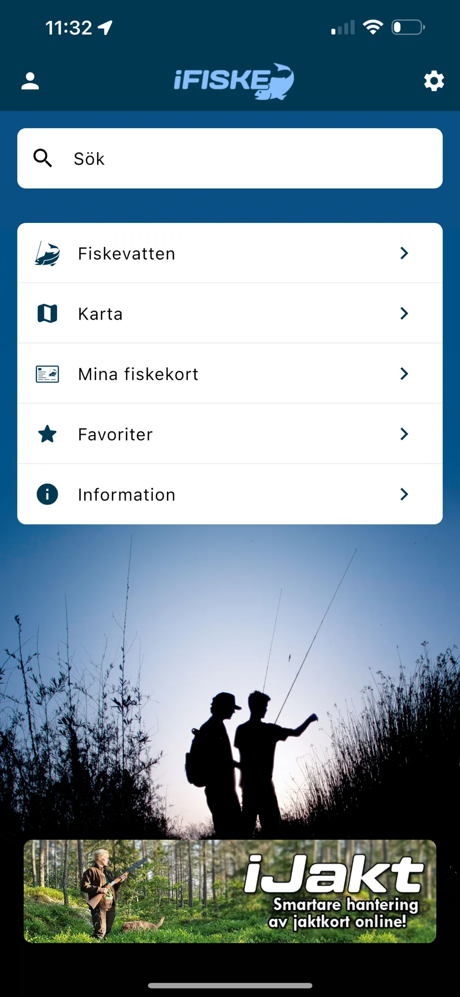 iFiske-appen visad på en iPhone